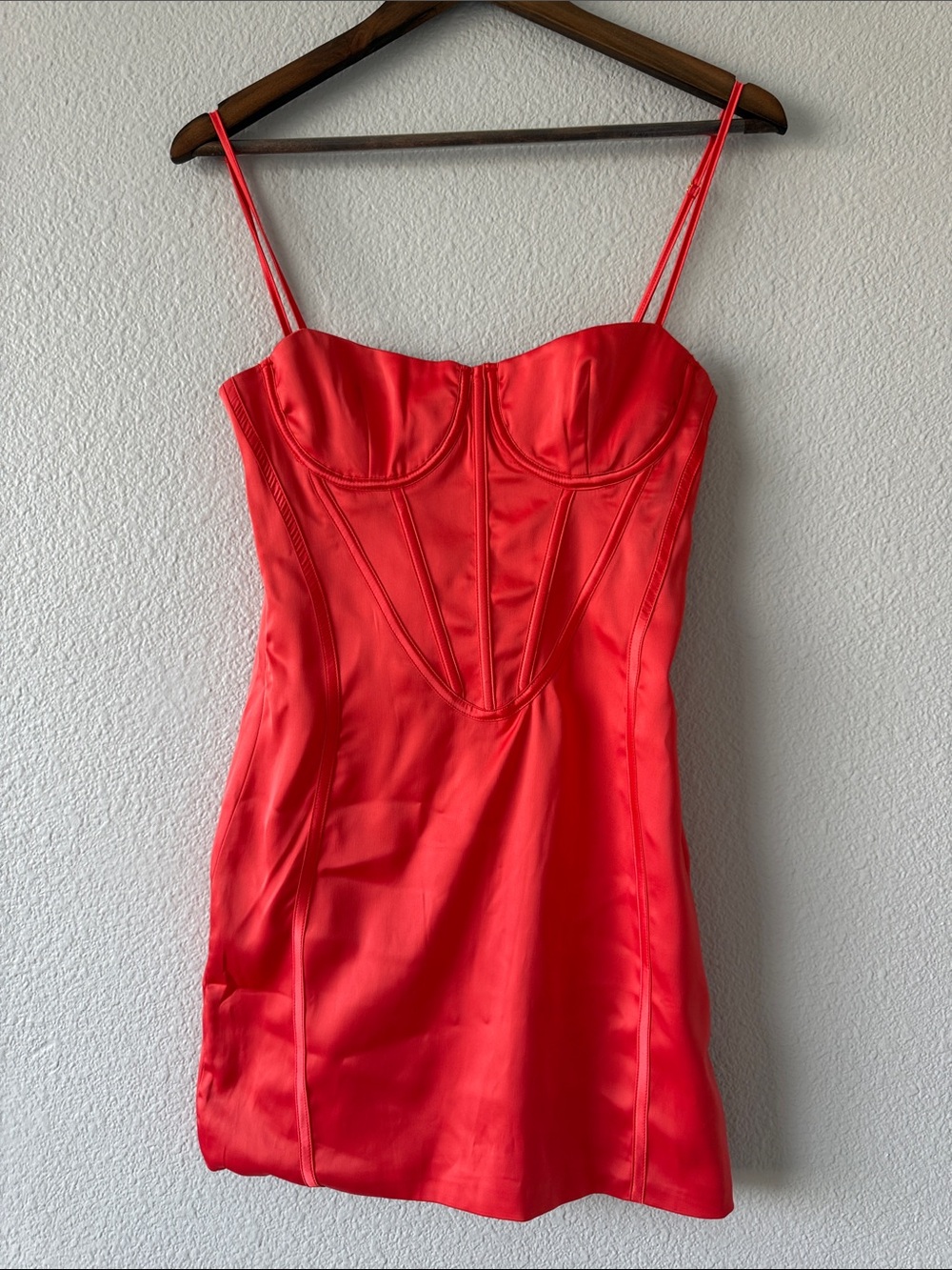 Meshki pink coral Corsette mini dress small - Picture 2 of 12